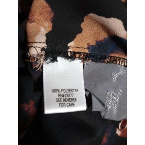 Simply Vera Wang Shirt Ladies Small Black Brown Floral Button Front‎ - Picture 7 of 8